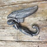 Small bronze-colored cast iron mermaid or cherub door knocker - 20th century