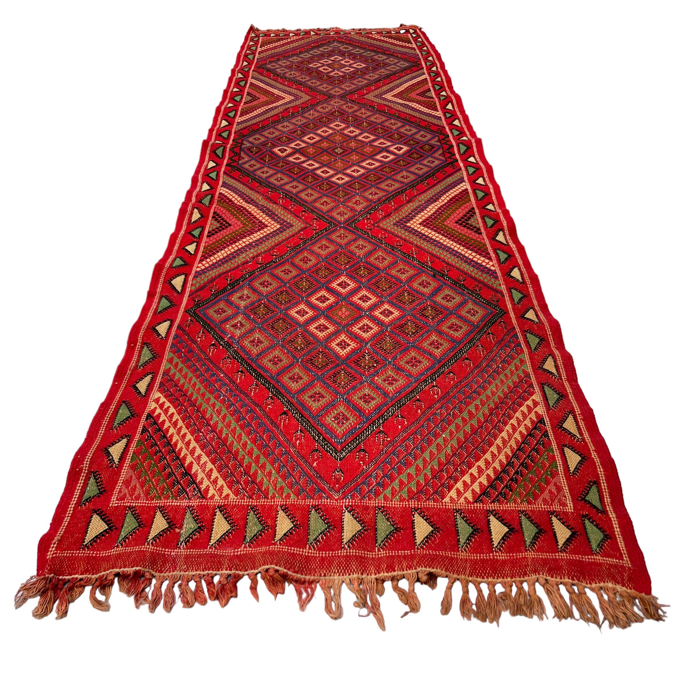 Vintage moroccan Kilim Runner , 295 x 86 cm