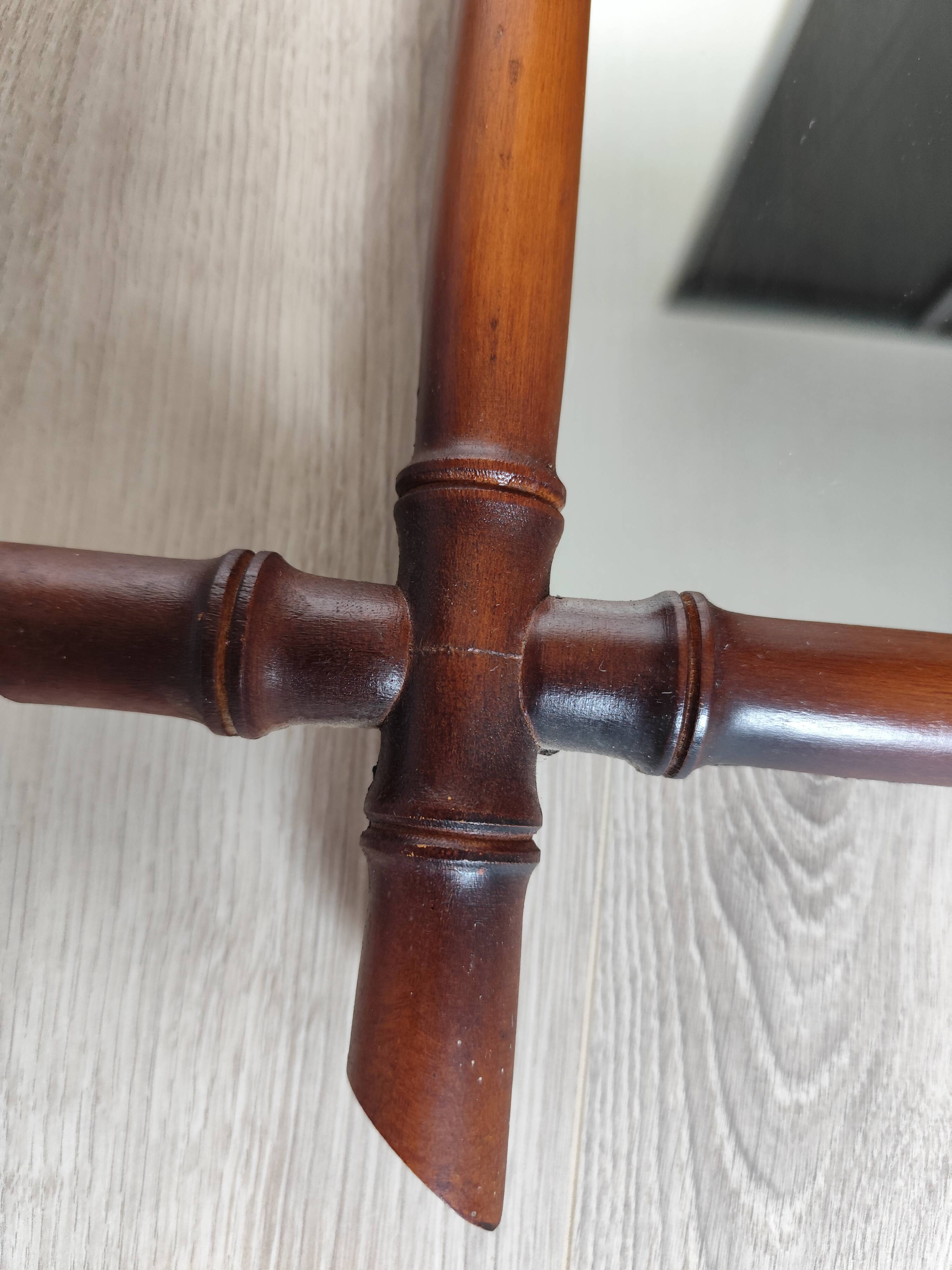 Miroir bambou ancien vintage 50x42cm