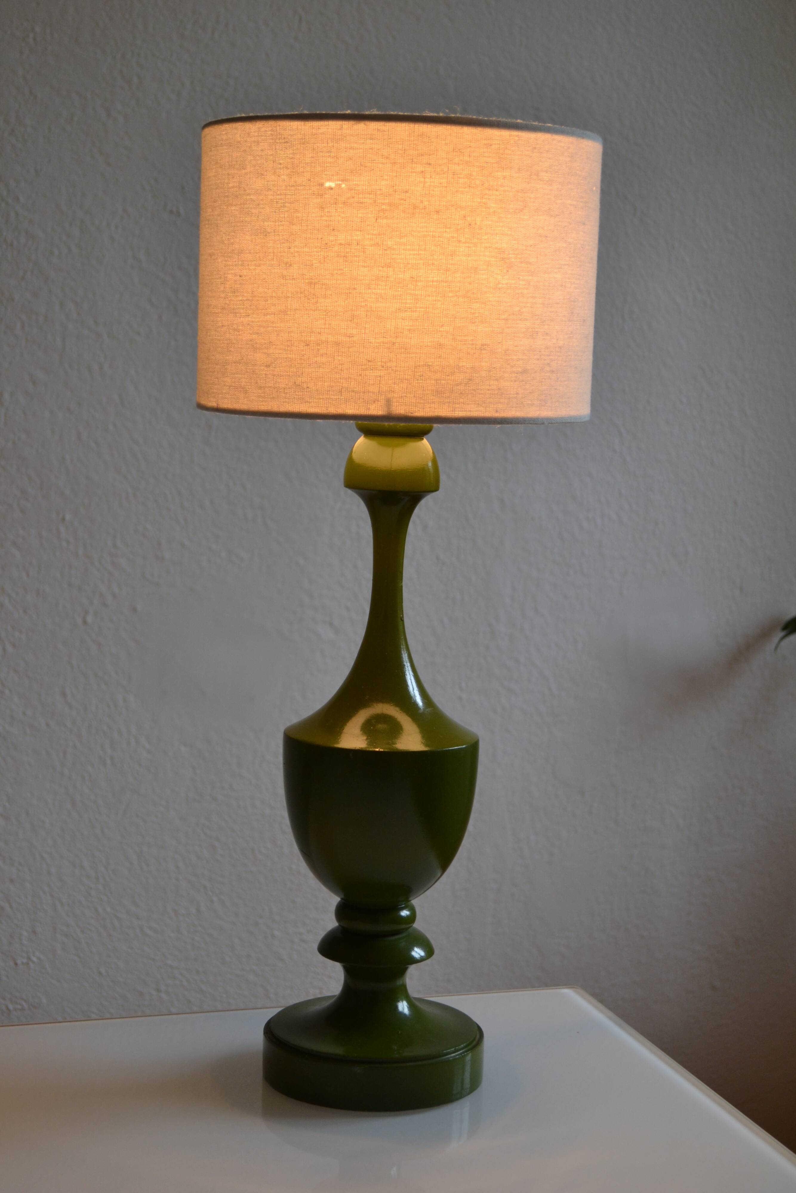 Vintage olive green lamp base circa 1970