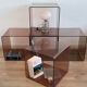 Lot de 5 cubes en Plexiglas fumé Michel Dumas
