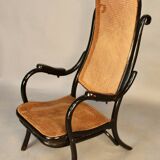 Bentwood cane armchair with mechanism and footrest
