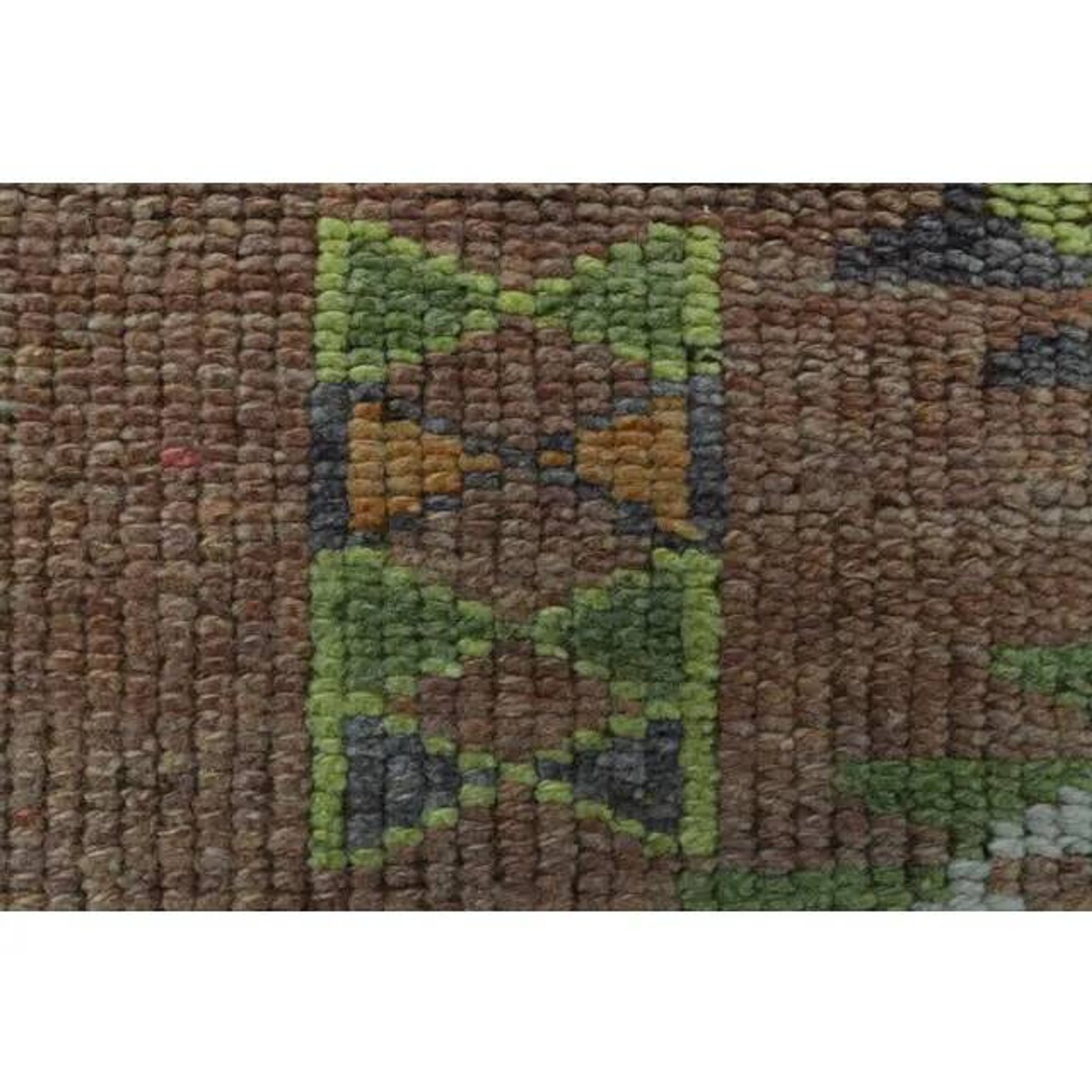 1970s Vintage Turkish Oushak Handmade Wool Cotton Orange Runner Rug 85x358
