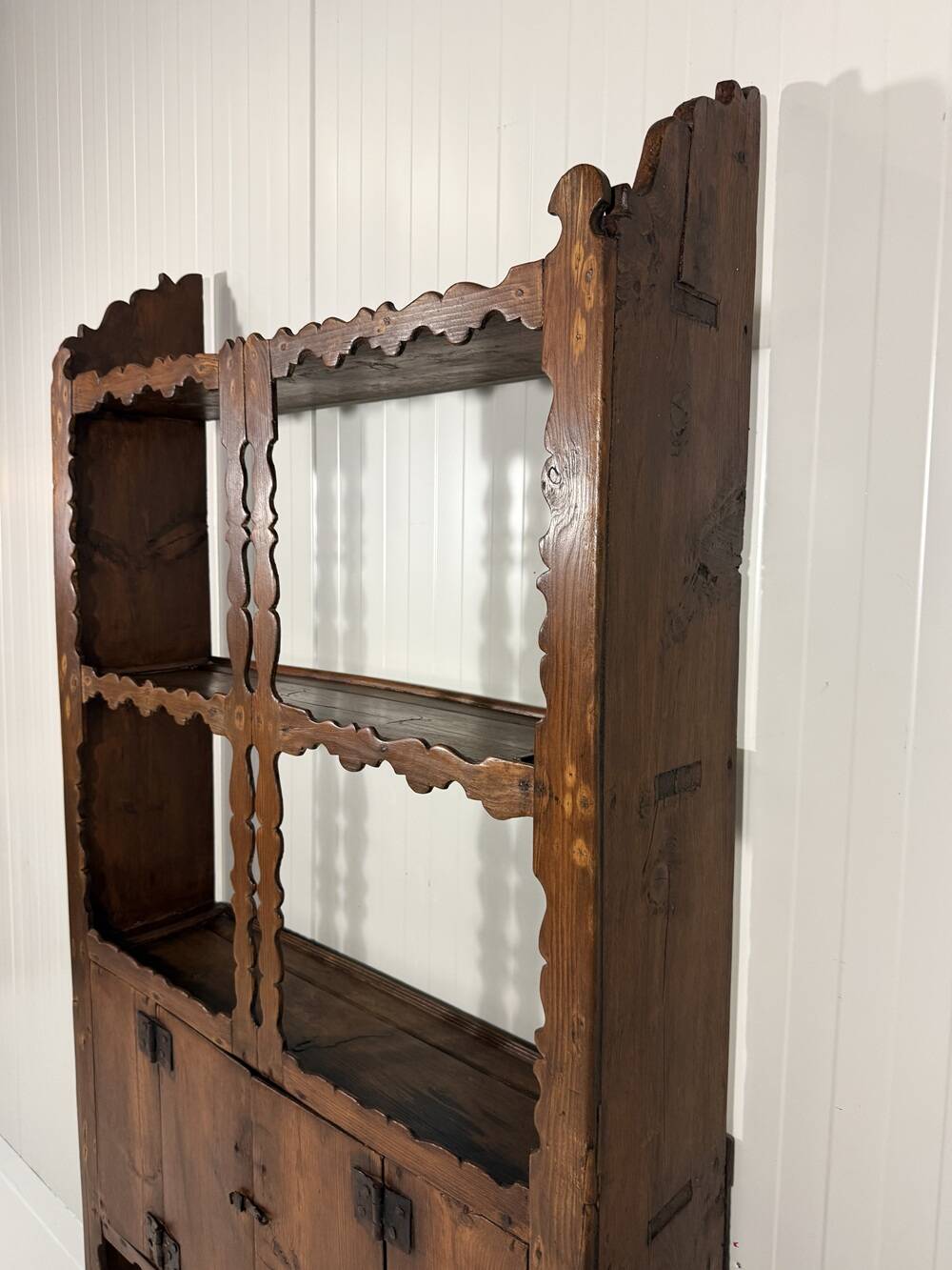 Antique rustic wall unit plate cabinet 1900