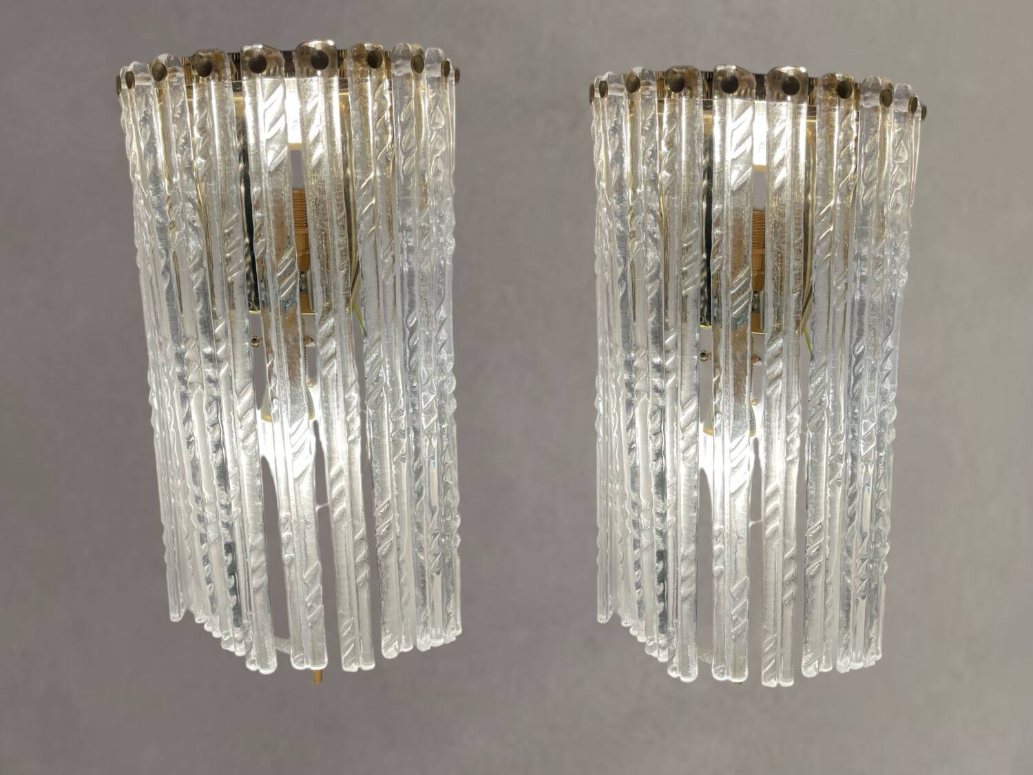 Large Murano Glass Brass Sconces
