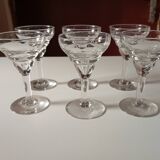 Serie de 6 verres souffles a aperitif motifs graves