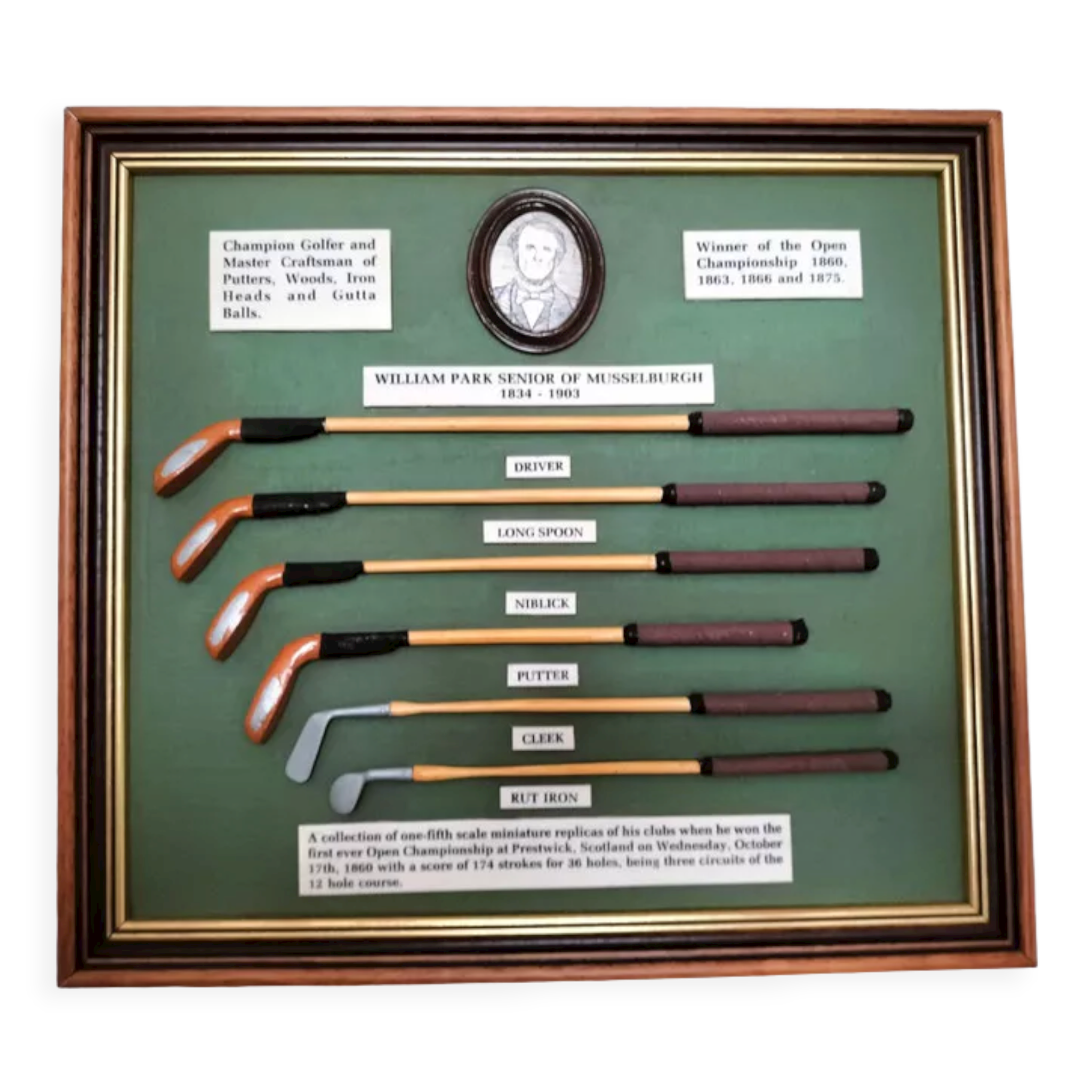 Vintage frame collection golf william park senior of musselburgh 1834- 1903