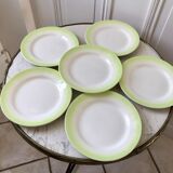 set of 6 pastel gradient light green dessert plates 40s-50s