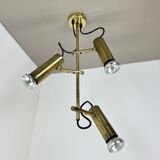 Unique 3-spot brass ceiling light koch and lowy style omi lighting germany, 1970