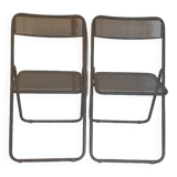 Pair of folding chairs in perforated metal