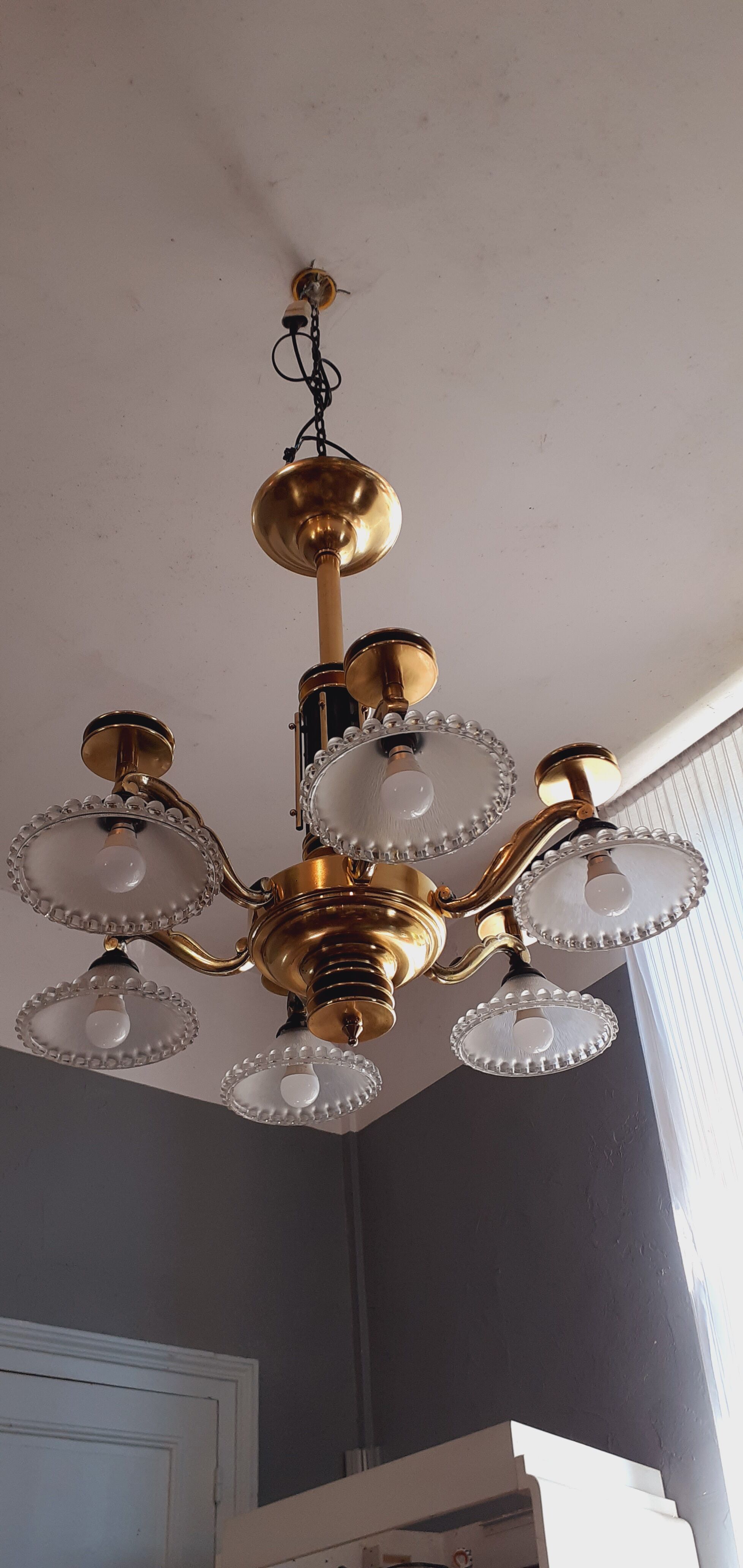 Art Deco chandelier six lights year 40