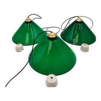 Set of 3 old green opalines