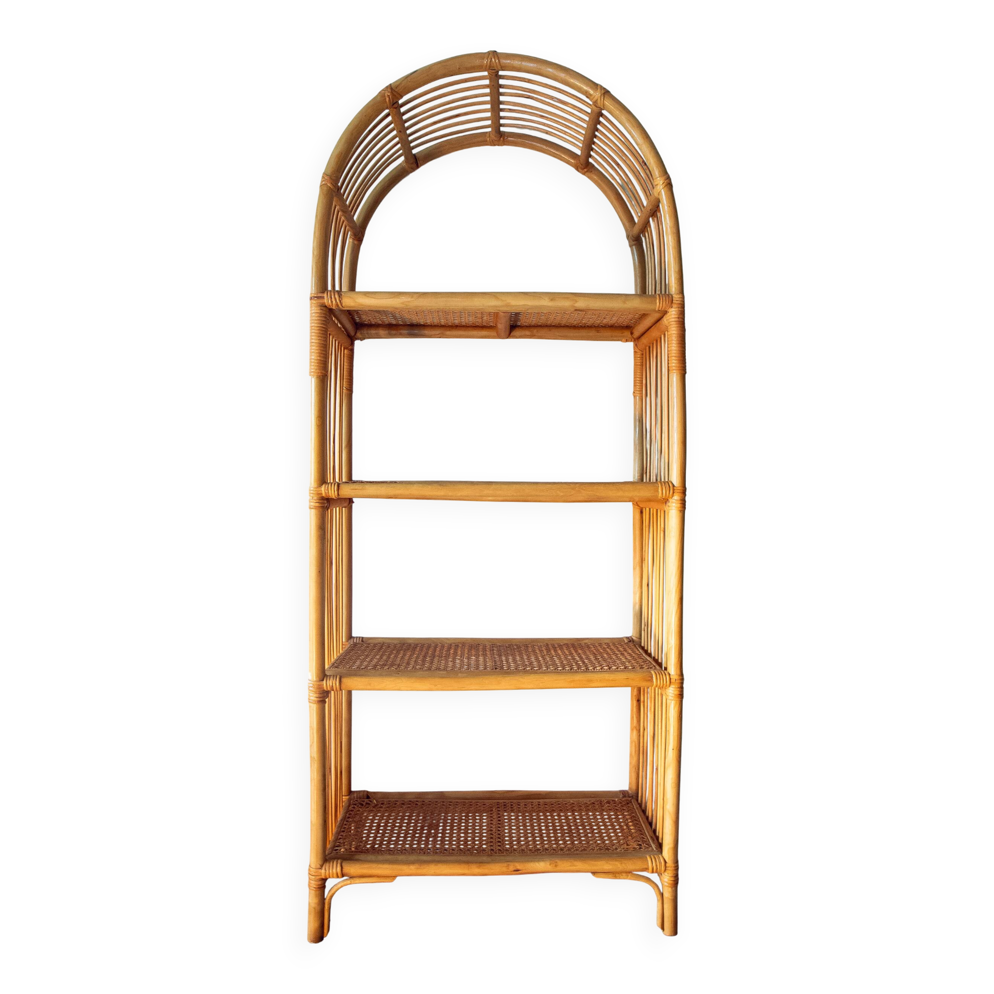 Large rattan and cane shelf