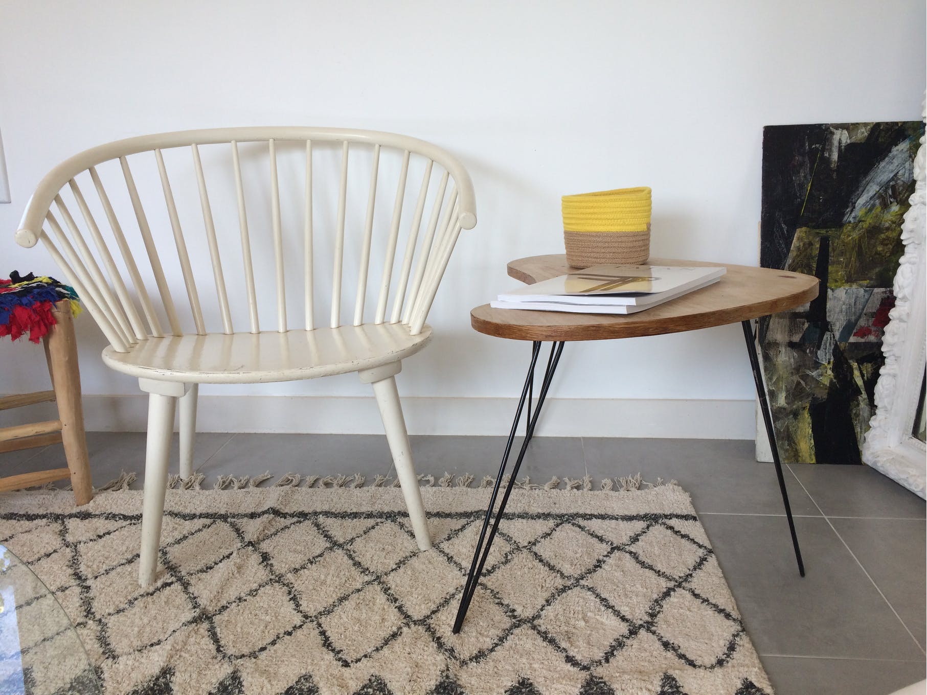 Fauteuil scandinave bois blanc