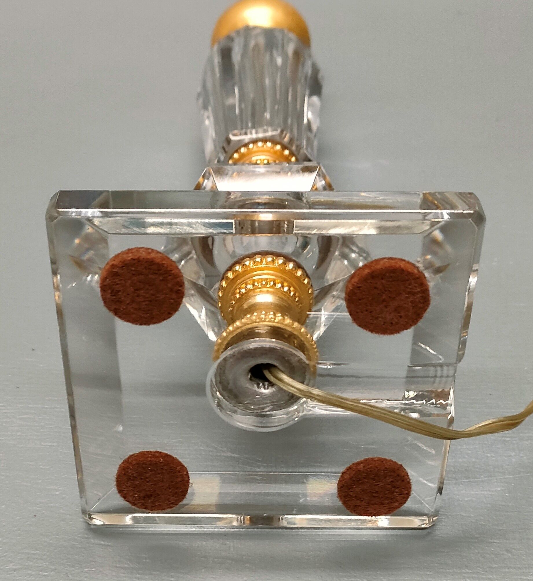 Crystal and golden brass table lamp ~ 1950s/1960s