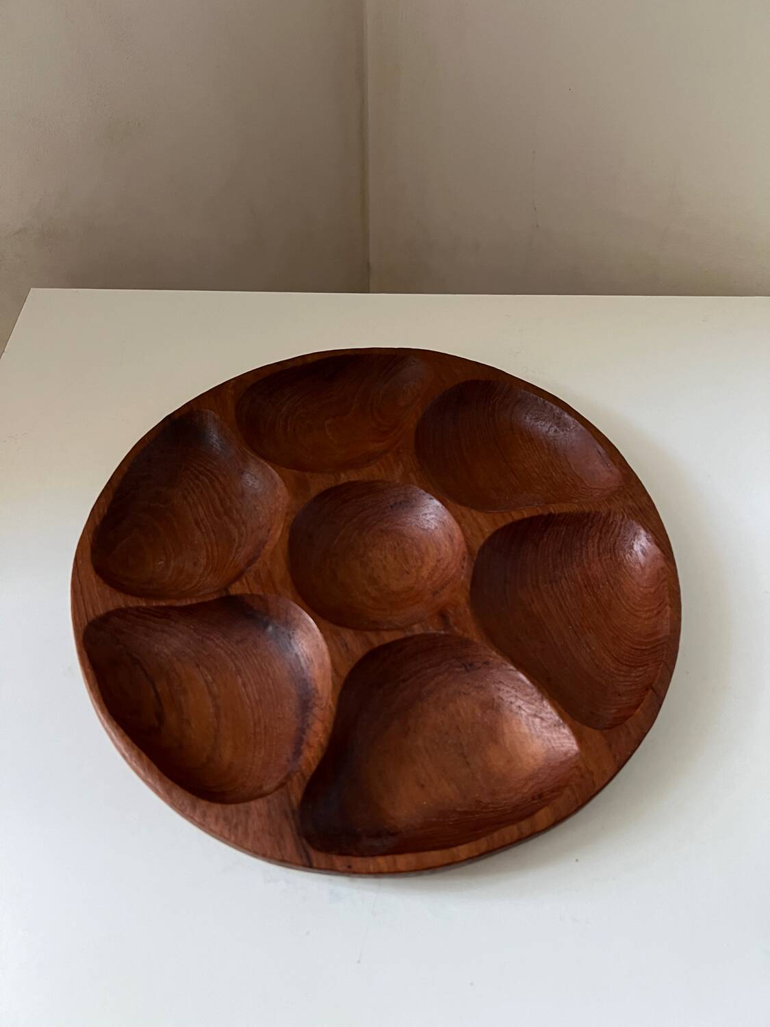 Vintage teak wood appetizer plate