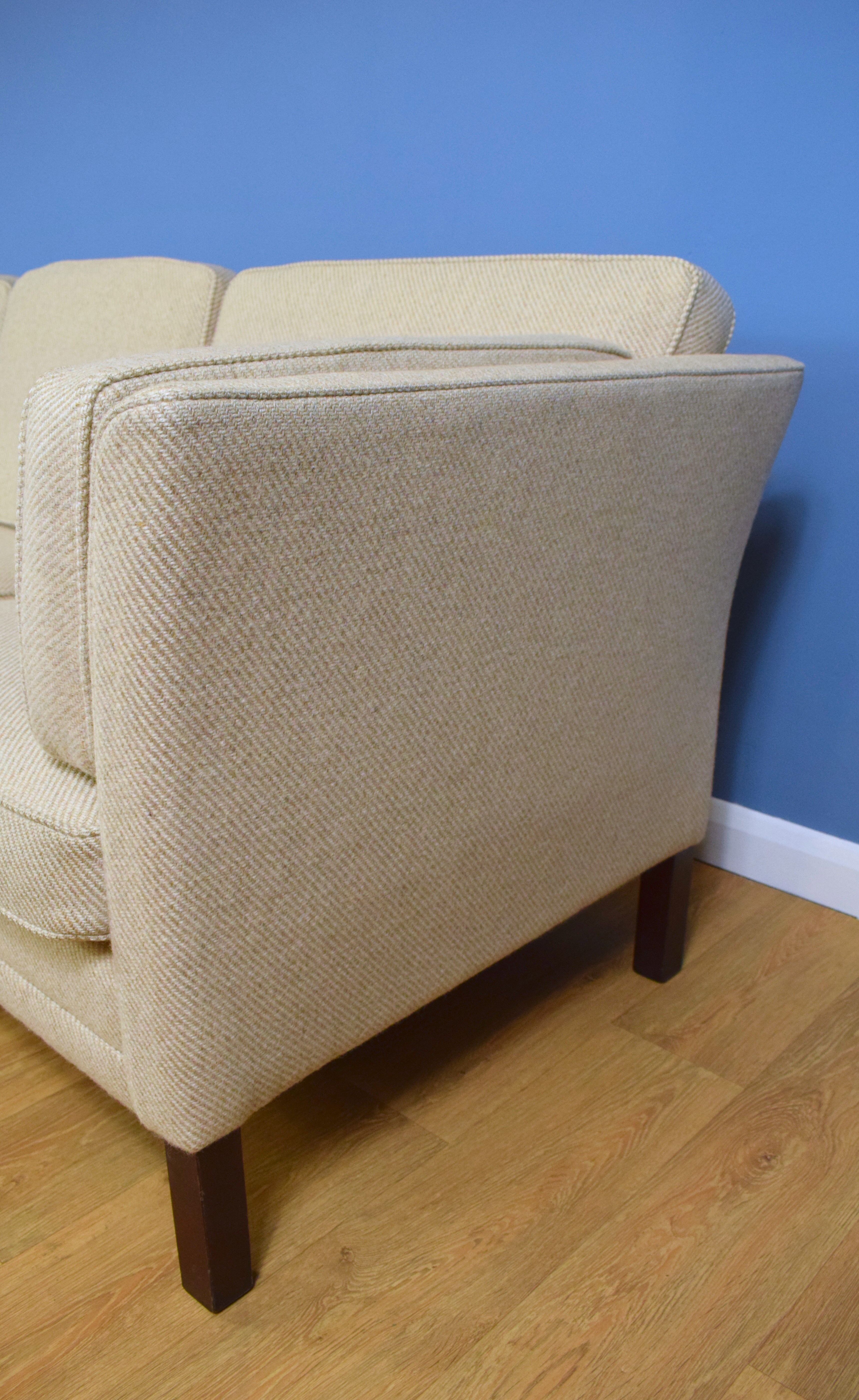 Mid century retro danish stouby style wool 3 seat sofa settee 1980s