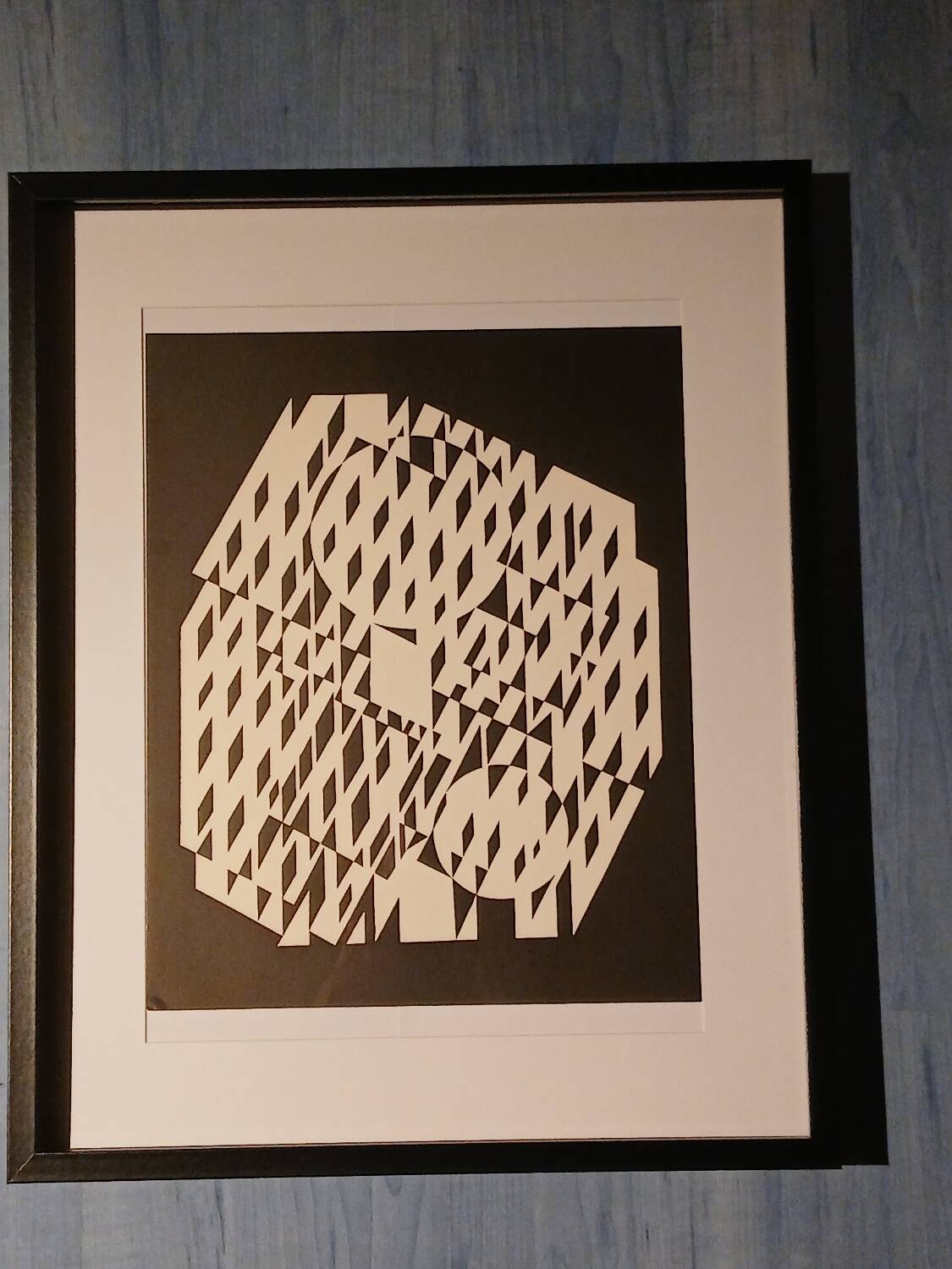 Tableau Vintage Art Optique - Victor Vasarely - Frame 50x40cm