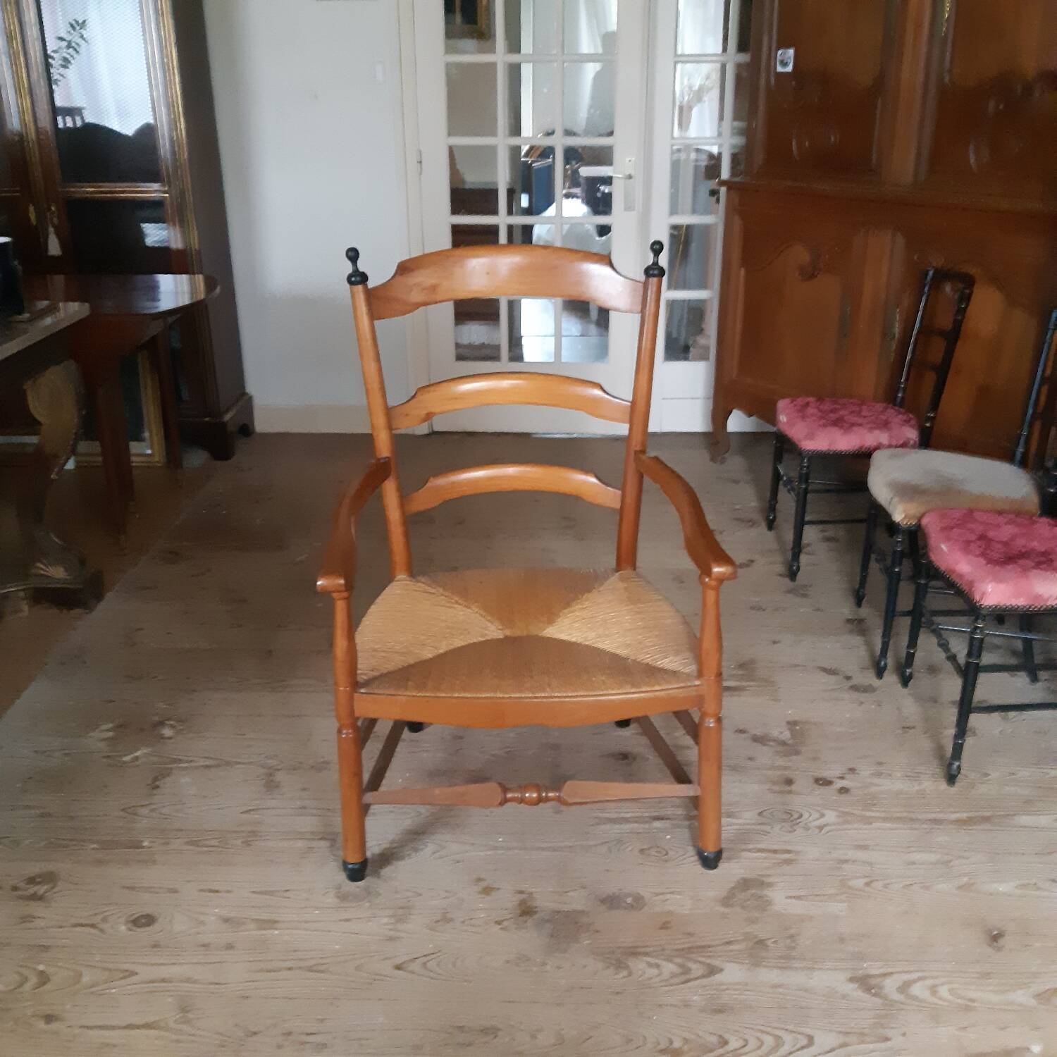 Large straw armchair