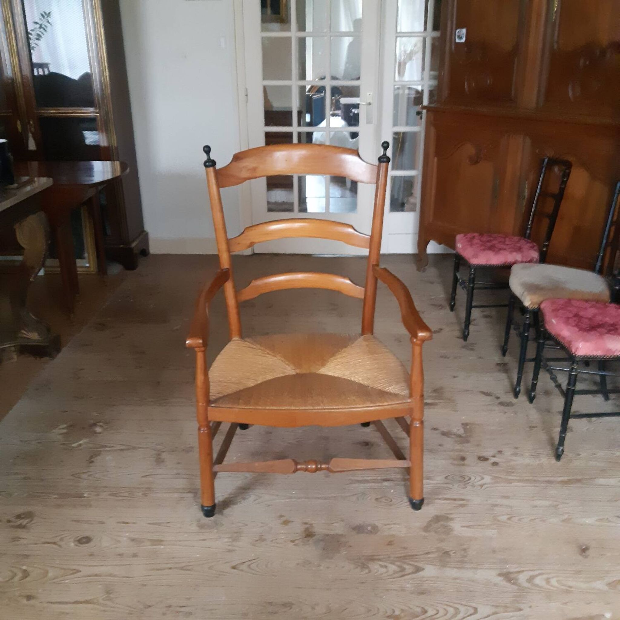 Large straw armchair