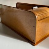 Wooden box with curtain vintage storage