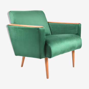 Fauteuil en velours vintage, 1970, couleur verte