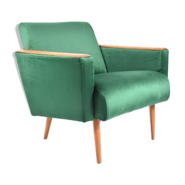 Fauteuil en velours vintage, 1970, couleur verte