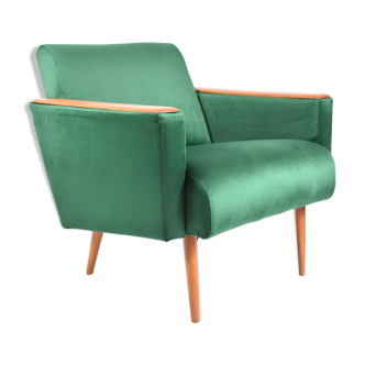 Fauteuil en velours vintage, 1970, couleur verte