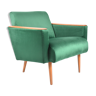 Vintage velvet armchair, 1970, mid century, green bottle color