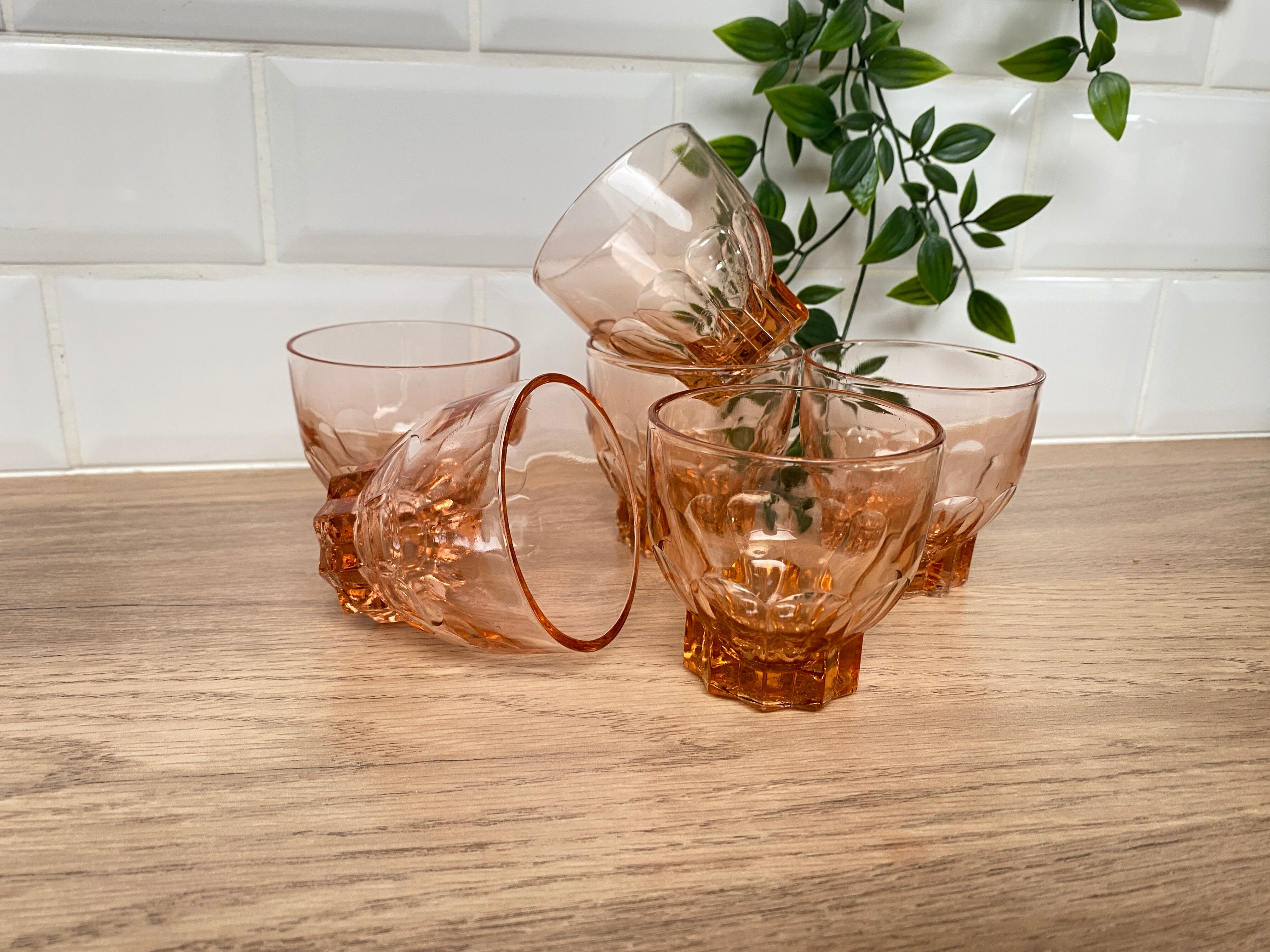 Set de 6 verres vintage Luminarc étoile rose