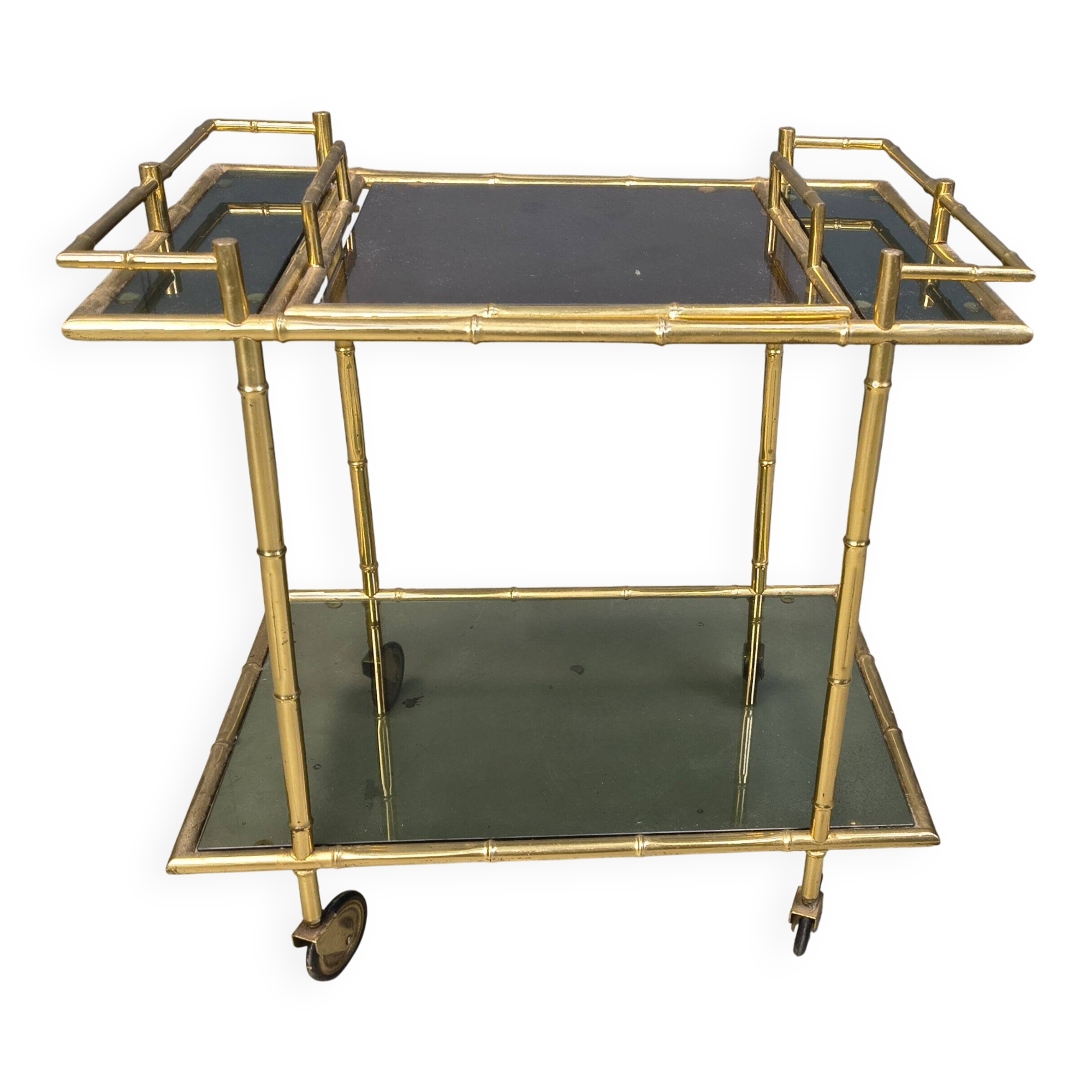 Vintage brass faux bamboo trolley, 1960s