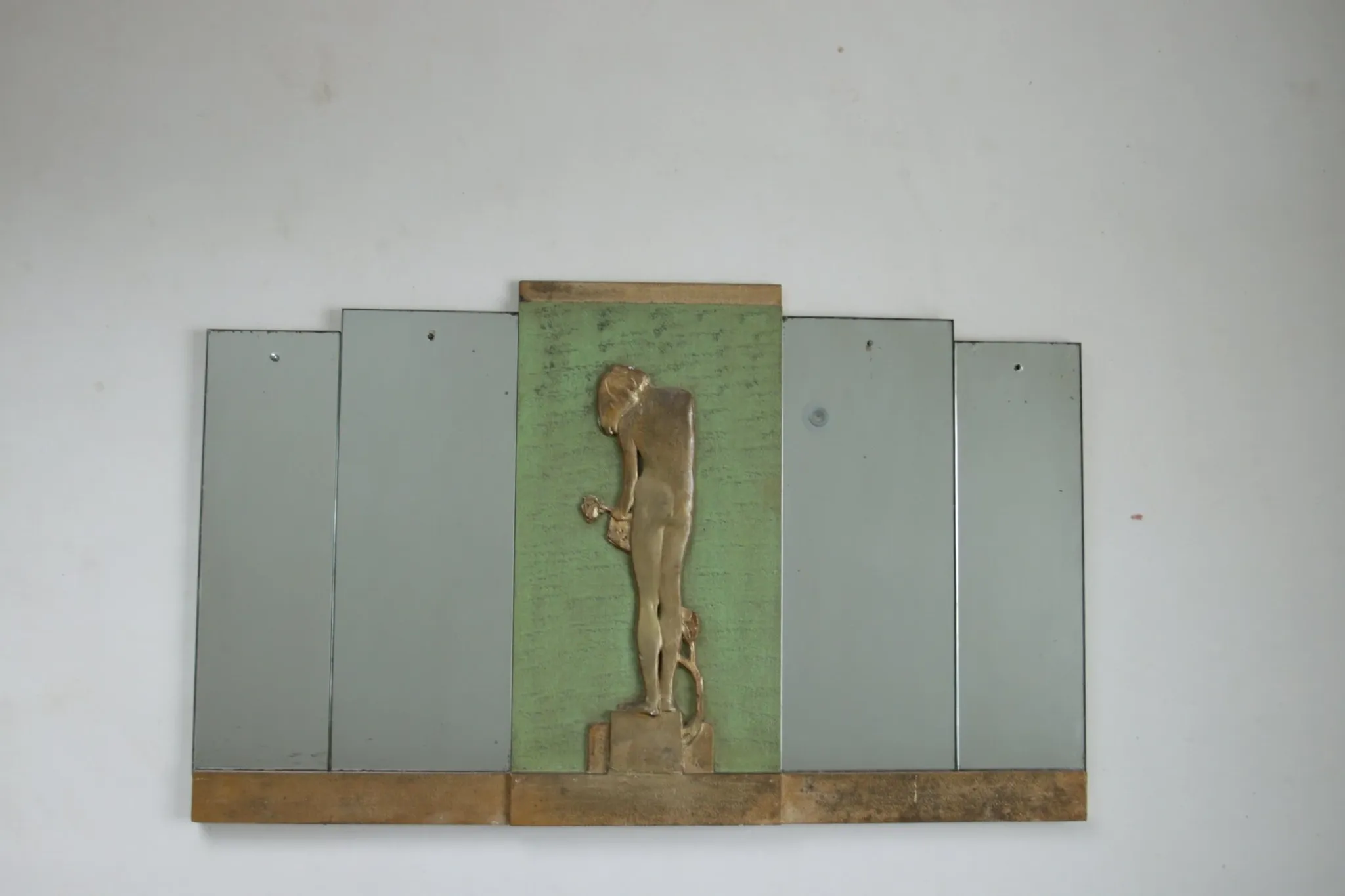 Rowley Gallery Art Deco mirror with gilt relief of a girl, London c.1930