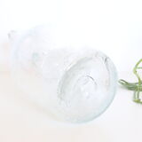 Bubbled glass pitcher with ice tank, handcrafted, French vintag manufacturing