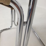 Set of 2 italian canvas and chromed metal chairs, 1970's