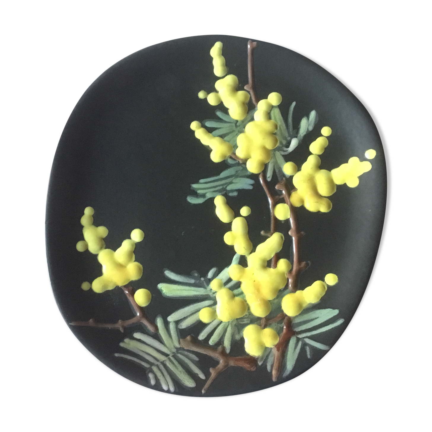 Plate Vallauris mimosas by Giraud