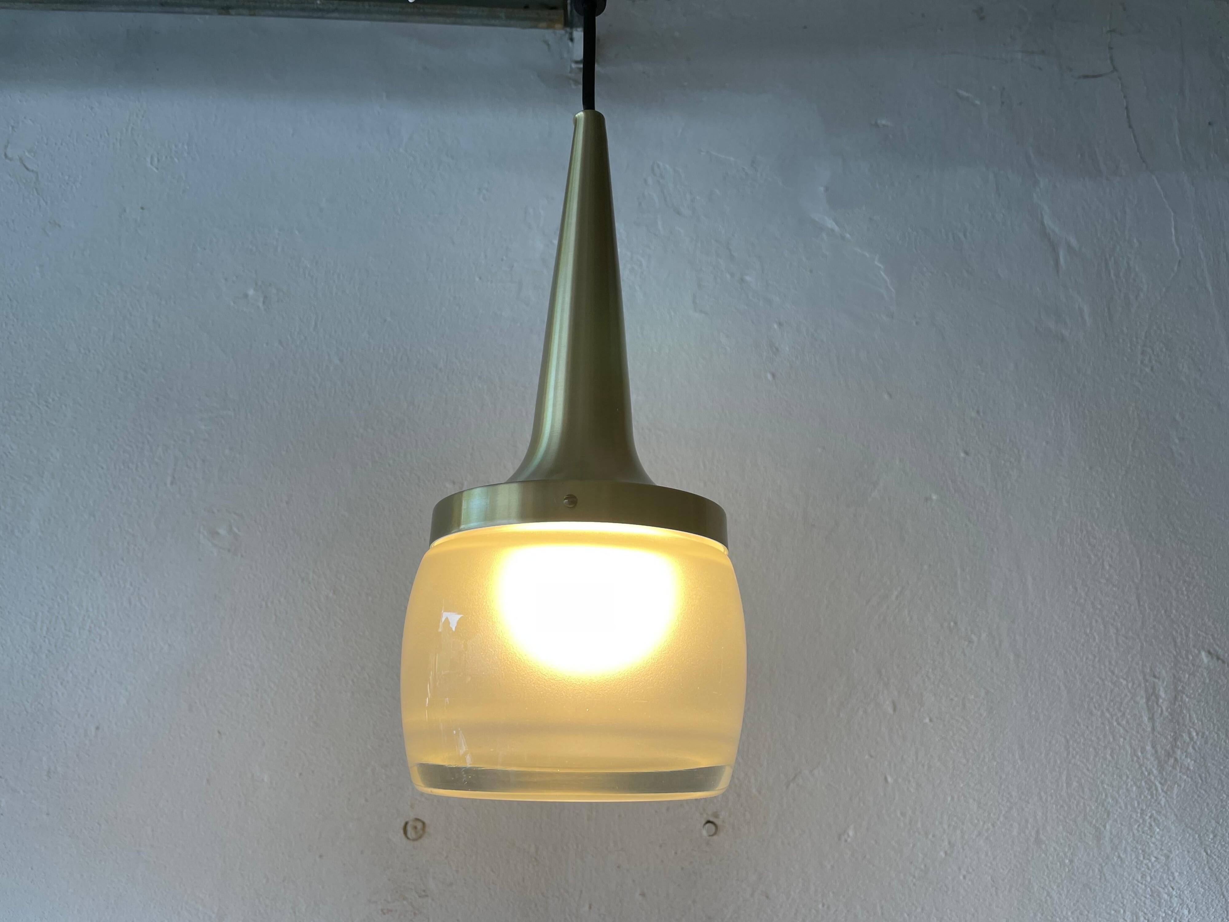 Heavy frosted glass pendant lamp by Staff, 1960s, Germany