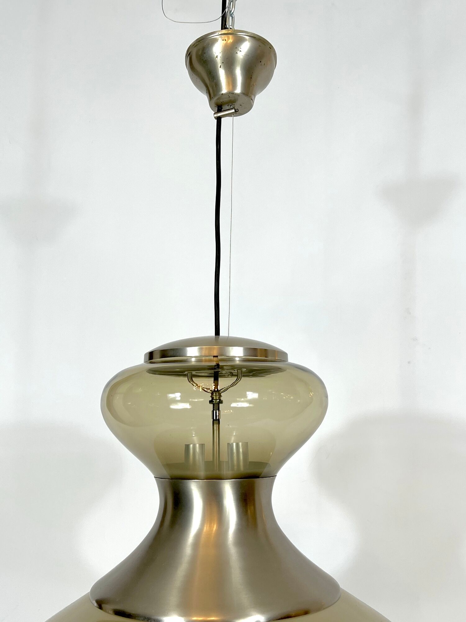Stilux Milano, large metal and murano glass chandelier from 60s