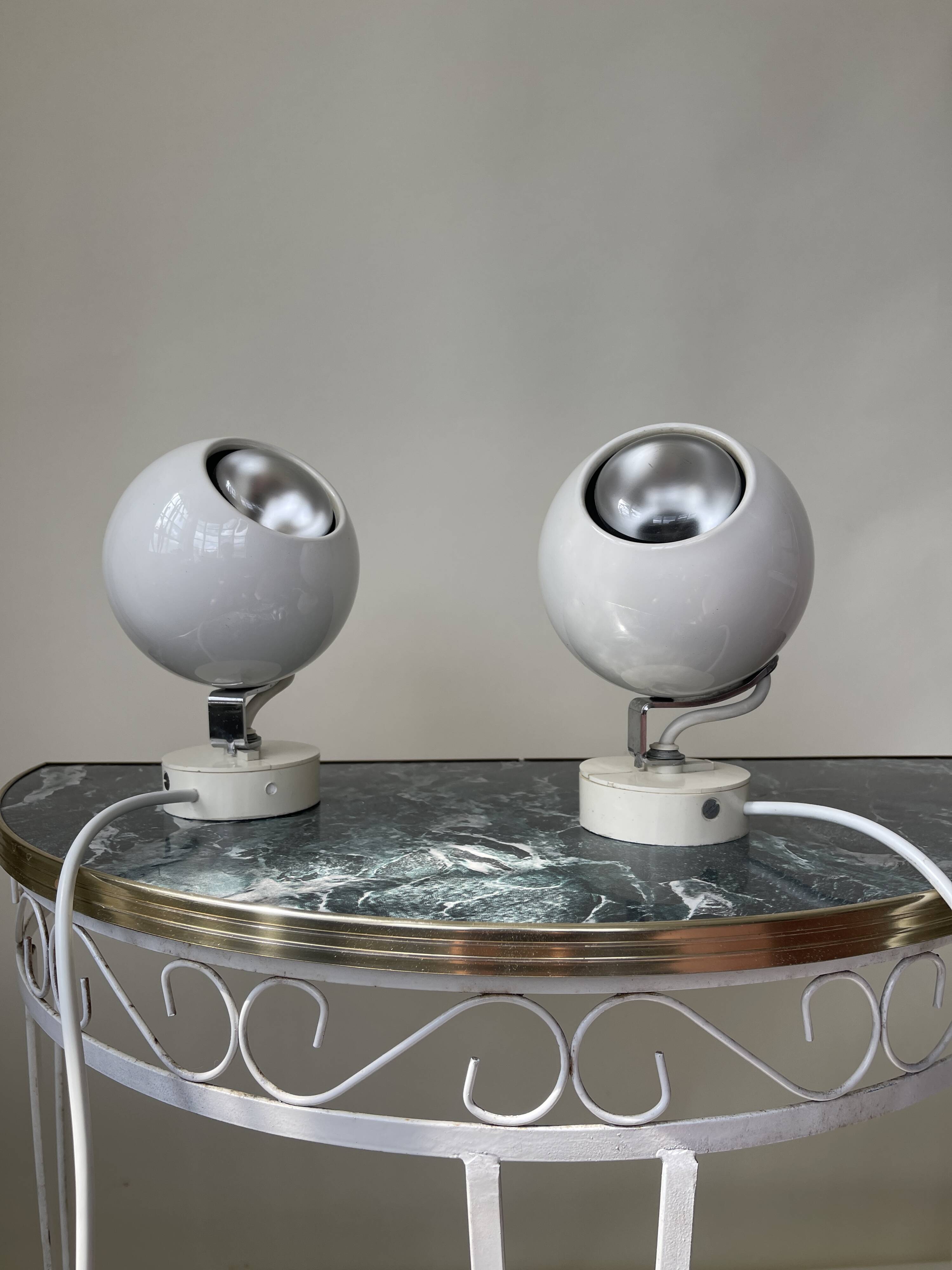 Pair of 1960s eyeball wall lights