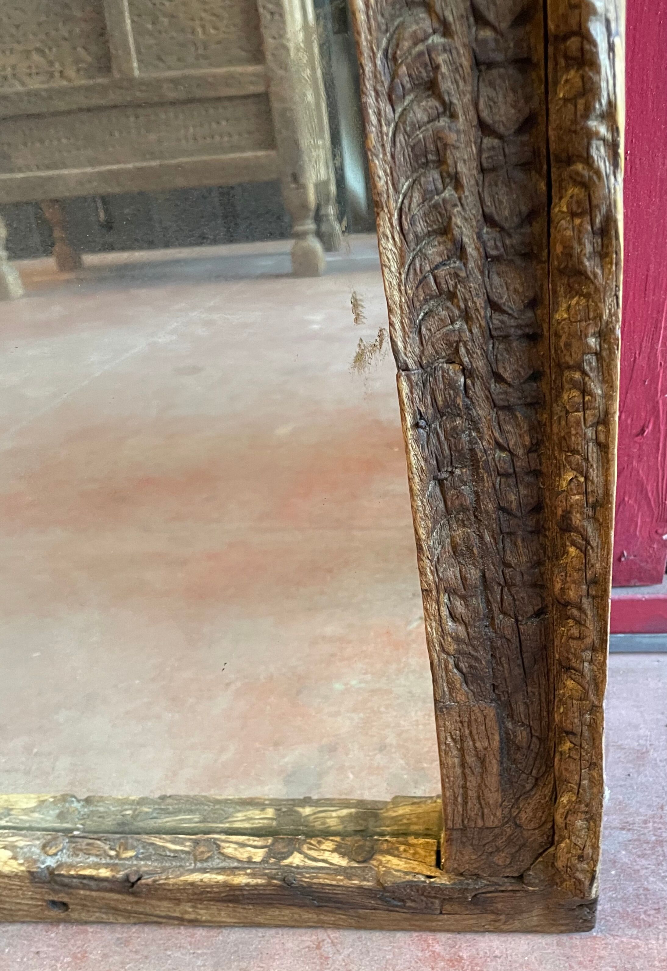 Miroir en bois de Teck 18éme, Inde Rajasthan