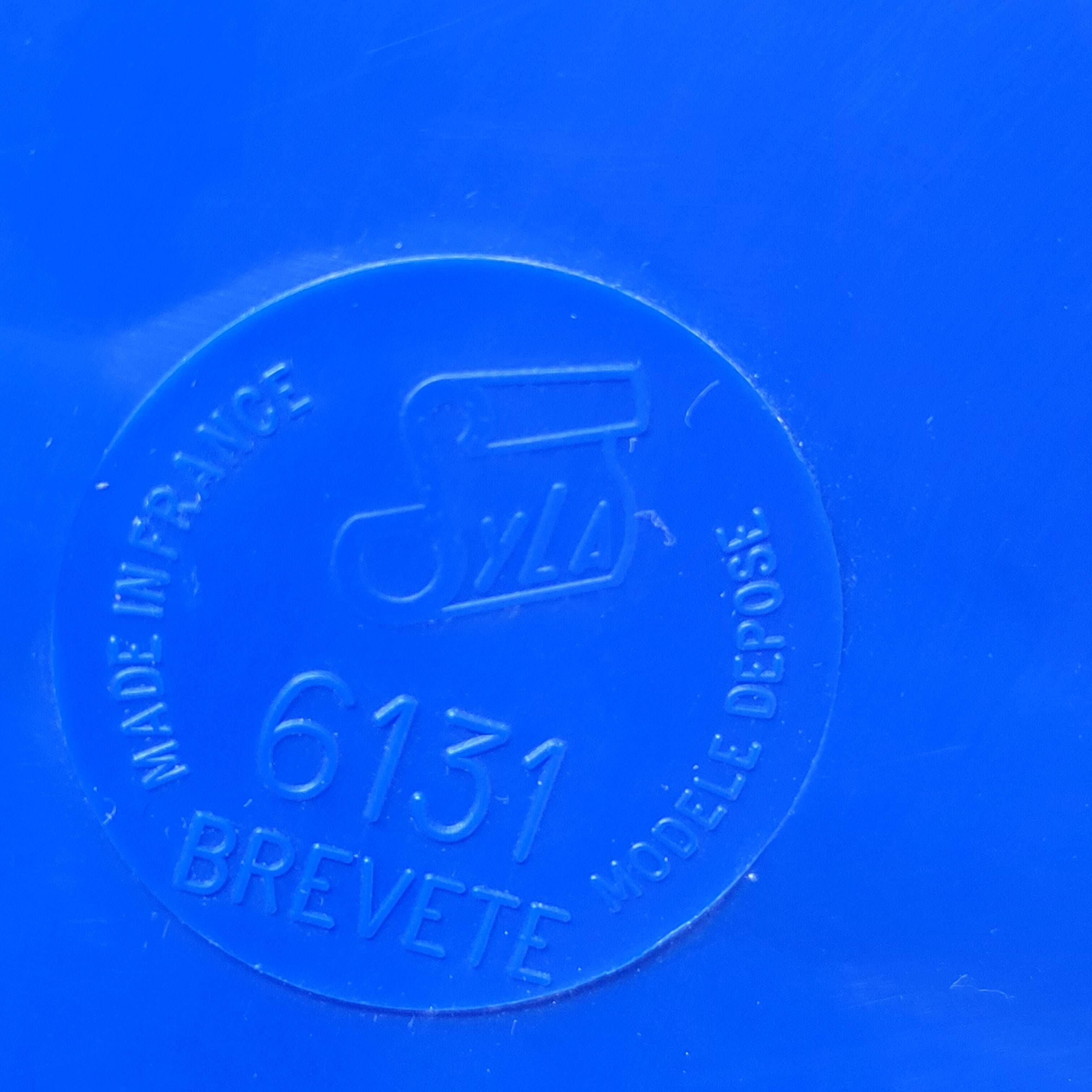 Round wall mirror syla blue frame in vintage plastic