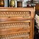 Old vintage wooden and rattan chest of drawers