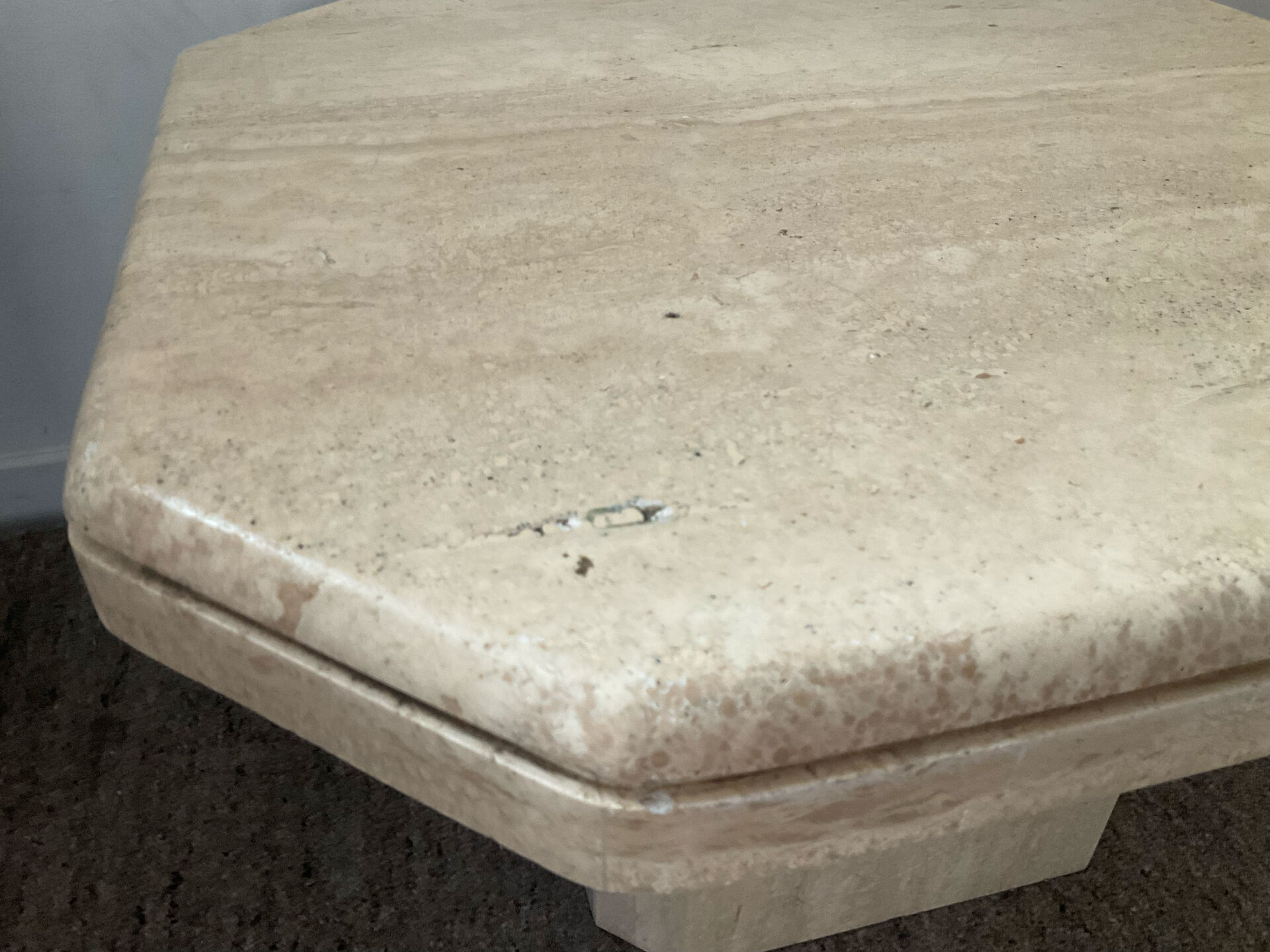 Vintage travertine coffee table from the 1970s.