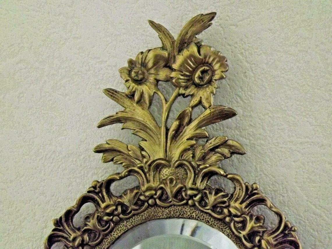 french antique Louis XlV bronze beveled mirror with 3 lights