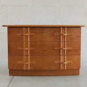 Vintage chest of drawers with bamboo and rattan details