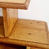 Low solid oak shelf, brutalist style, 60s