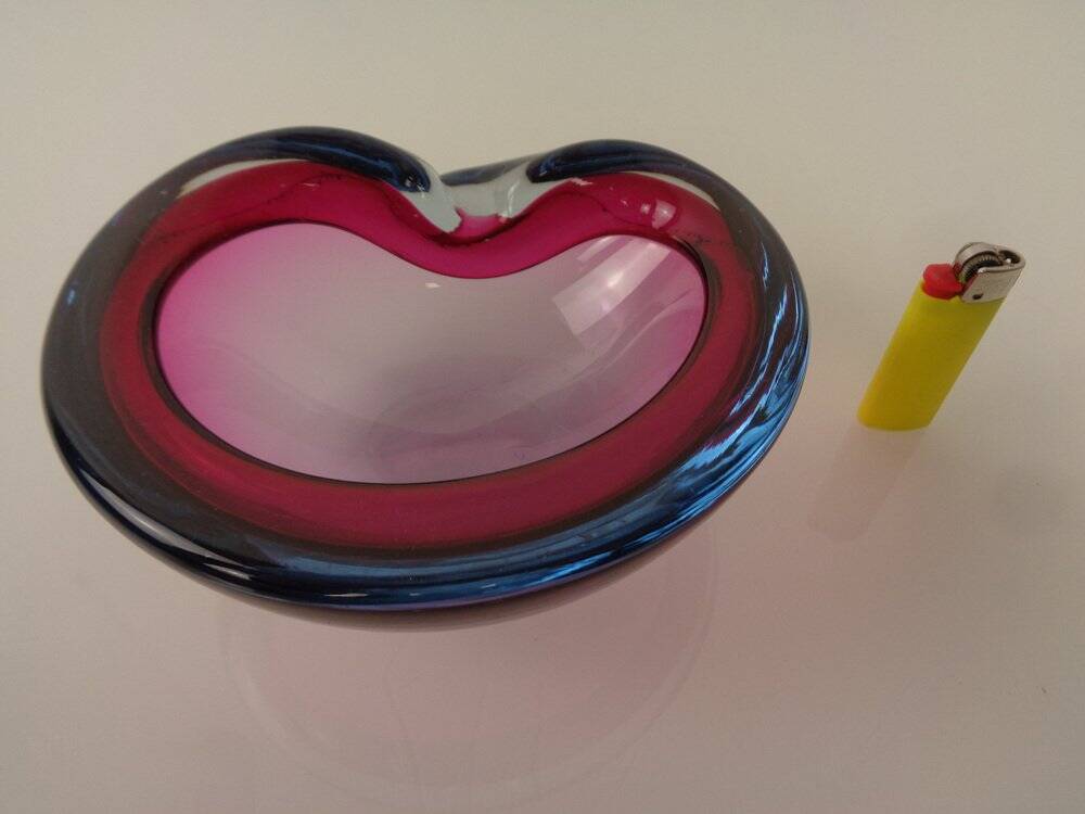 Sommerso Murano Glass Ashtray, Italy, 1960s
