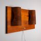 Rectangular pinewood wall lamp with bur wood veneer shades