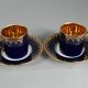 2 coffee cups shape Limoges porcelain litron, blue oven SB