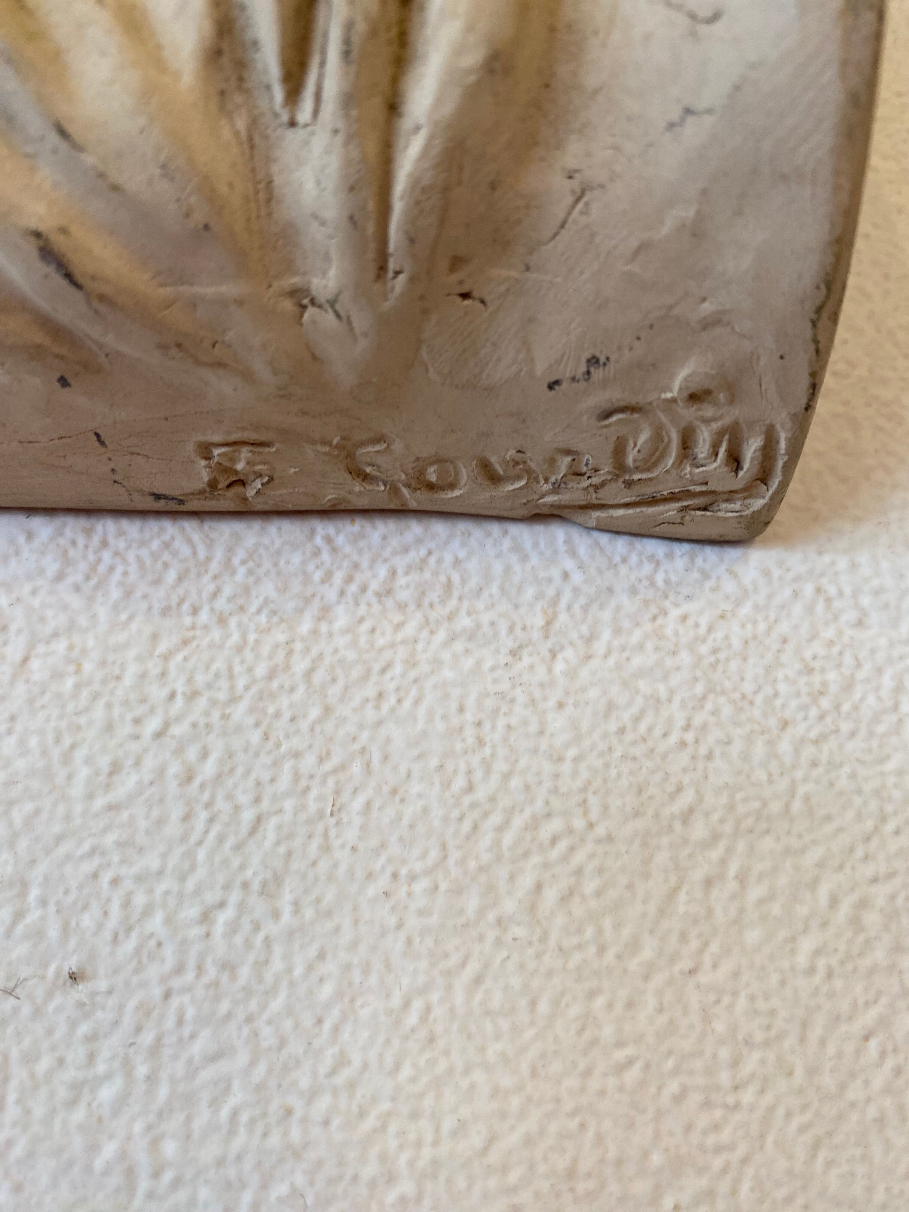 Head of jesus christ plaster sculpture signed courtin to hang