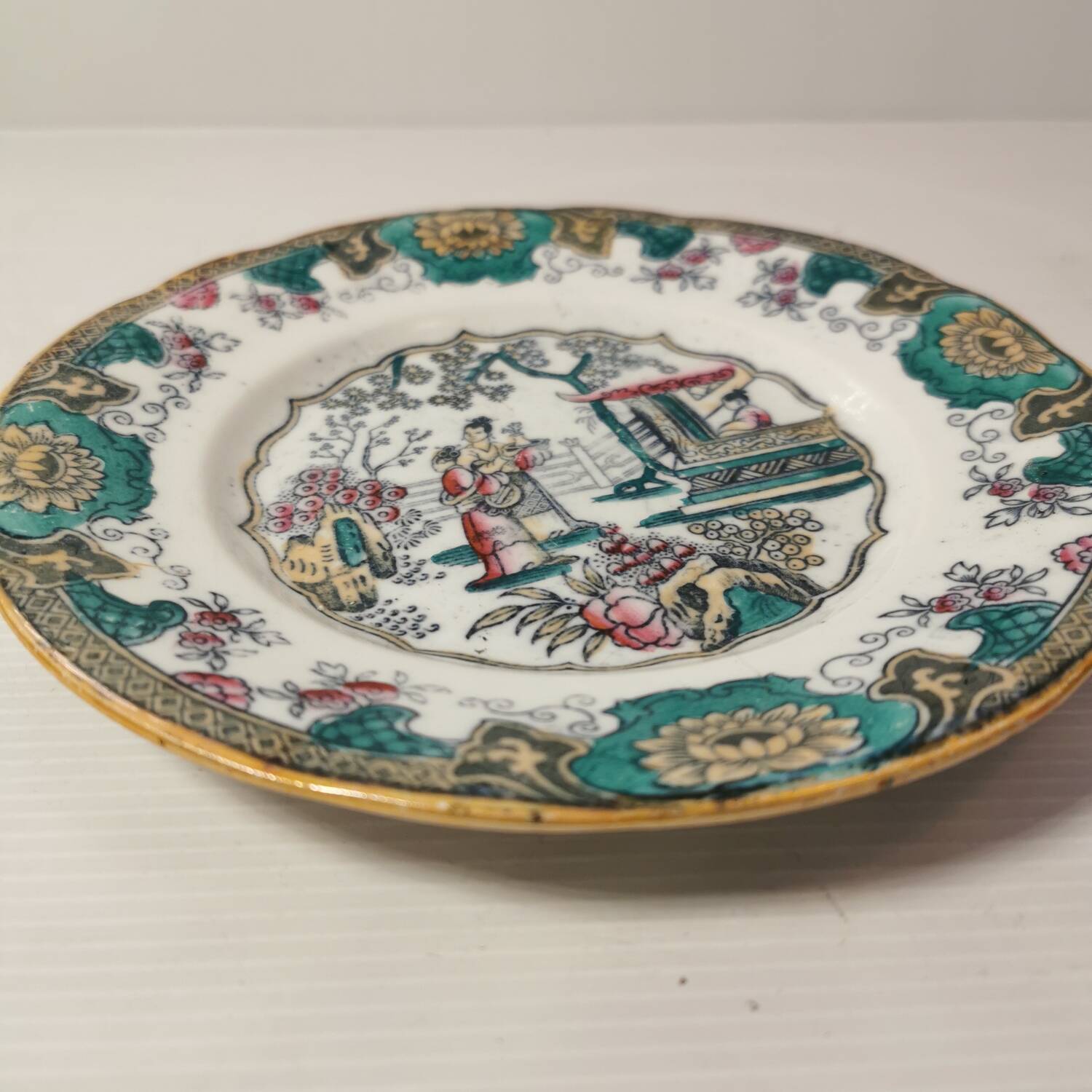 Boch Frères dessert plates Model Canton 1860 Japanese Polychrome decor